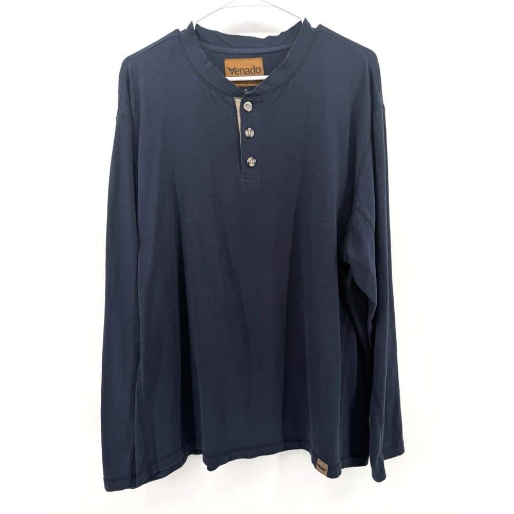 Venado Flex Henley Shirt Navy Blue Long Sleeve Cotton Outdoor Preppy Soft Men XL